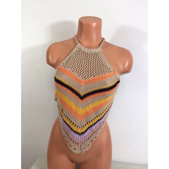 Love Knits NYC Halter Top Boho Cropped Festival Womens Large - Picture 6 of 6